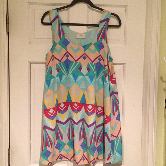 Everly geometric print shift dress - Picture 1 of 3